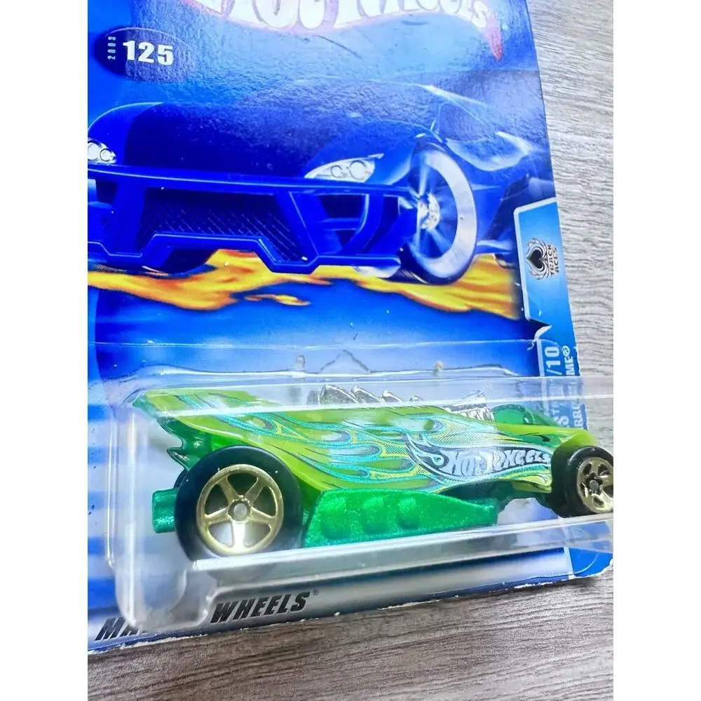 2003 Hot Wheels #125 Track Aces 1/10 TURBO FLAME Green w/Gold 5 Spoke Wheels H48